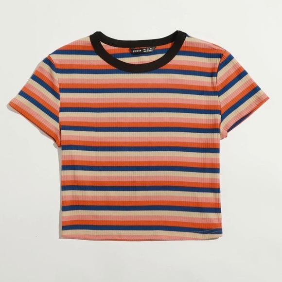 SHEIN Rib-Knit Colorful Stripped Top Size L - Picture 2 of 5
